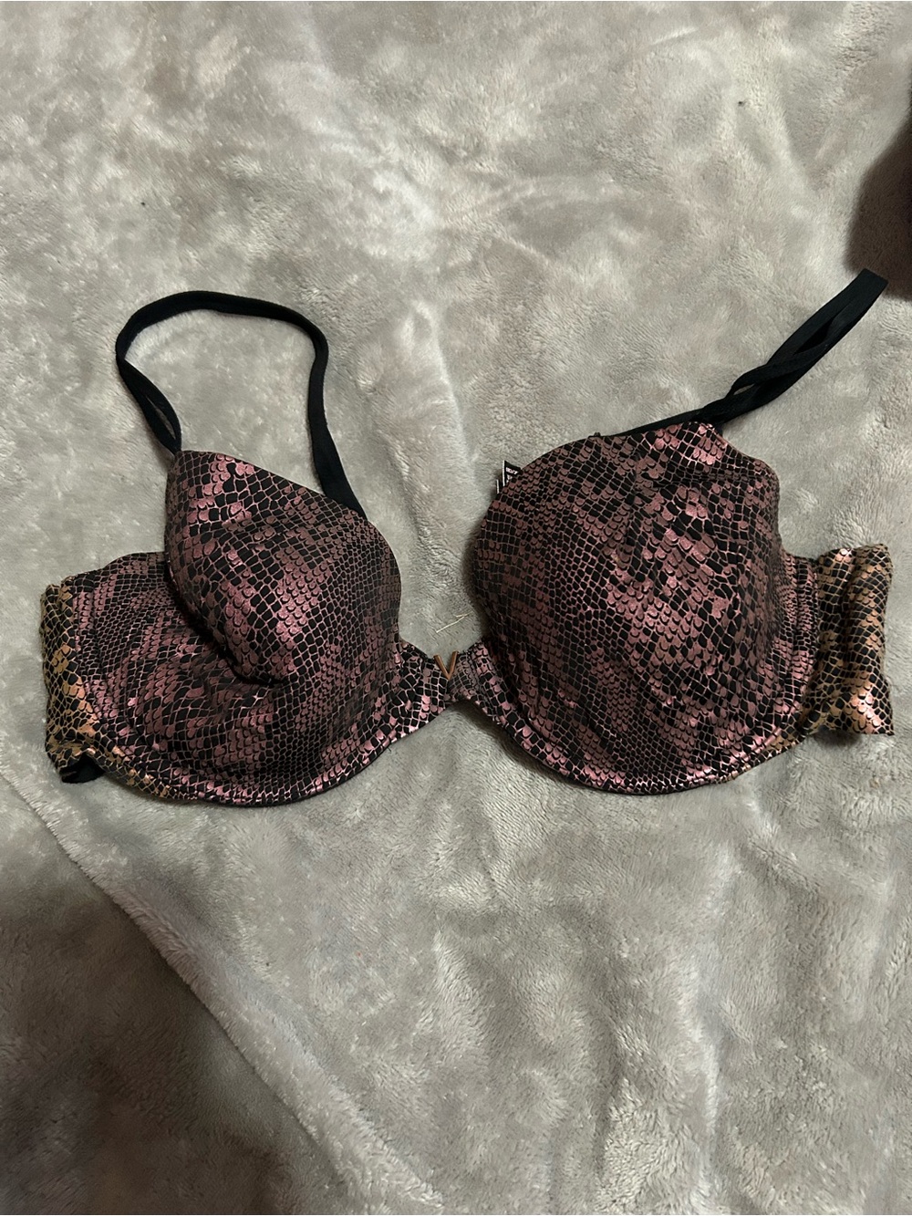 Victoria's Secret Pink and Black Snake Print Underwire Bra